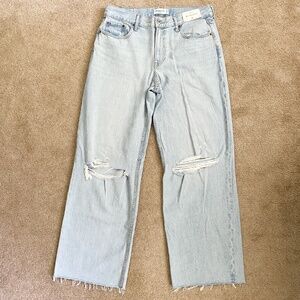 NEW Abercrombie & Fitch Low Rise Ultra Loose Jeans Double Knee Destroyed